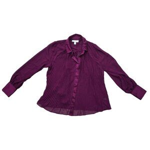 Ryegrass  Women's Bow Neck Mixed Media Sheer Long Sleeve. Size M